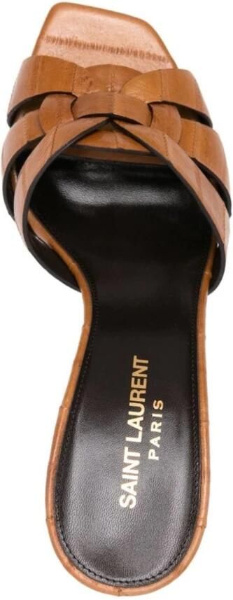 Saint Laurent Sandalen met hak van geknoopt leer - Foto 4