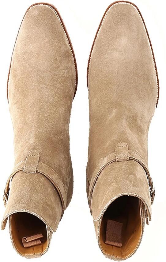 Saint Laurent Texaanse Suède Enkellaarzen met Rits Brown Heren - Foto 4