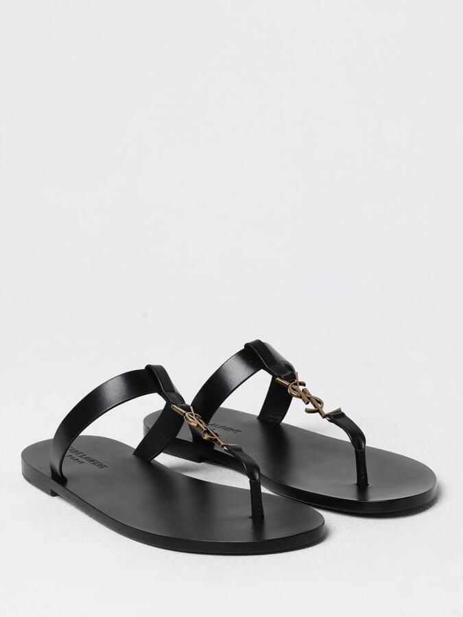 Saint Laurent Zwarte Leren Sandalen voor Mannen
