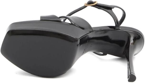 Saint Laurent Zwarte leren stiletto sandalen