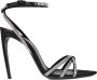 Saint Laurent Ava Zijden Sandalen met Strassbandjes Black Dames - Thumbnail 1