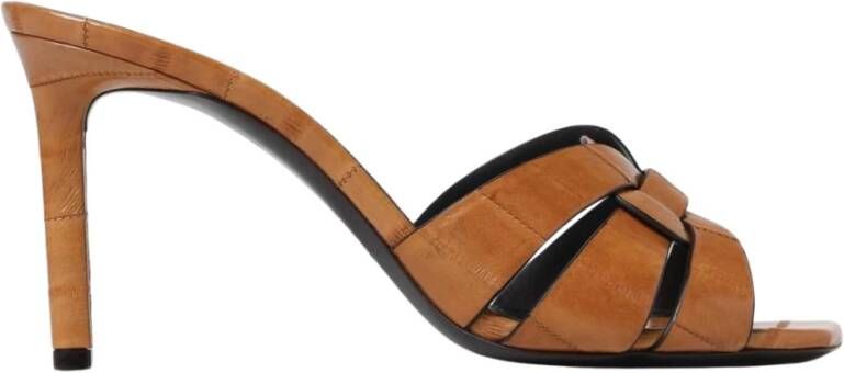 Saint Laurent Sandalen met hak van geknoopt leer