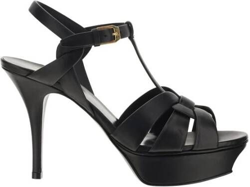 Saint Laurent Sandalen met kooi-design en stilettohak van leer