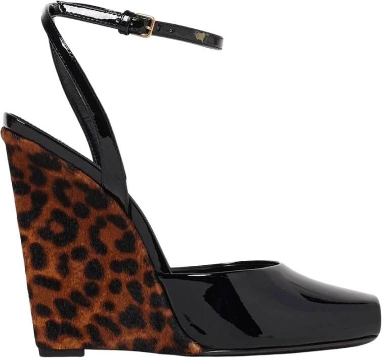 Saint Laurent Sandalen met luipaardprint en sleehak