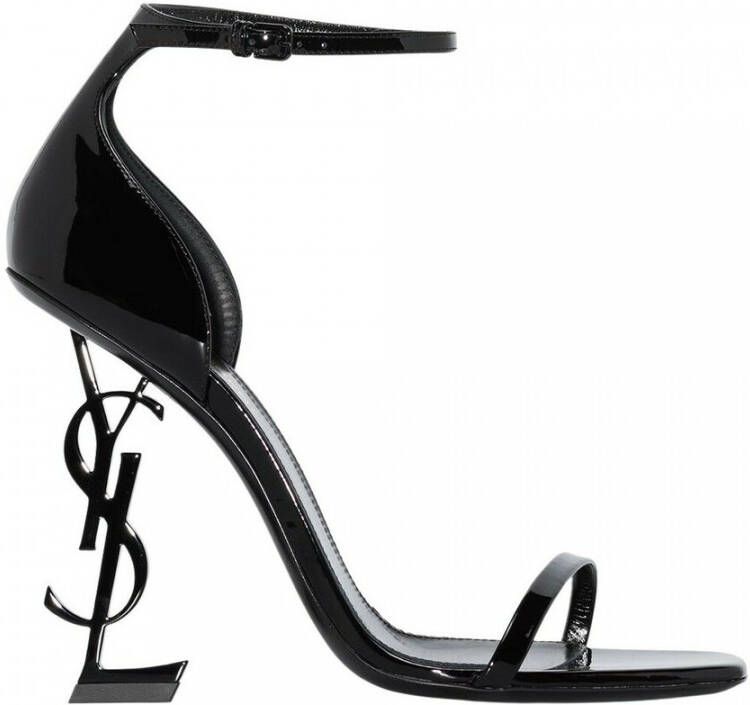 Saint Laurent Opyum Sandals In Patent Leather With A Black Heel Black Dames