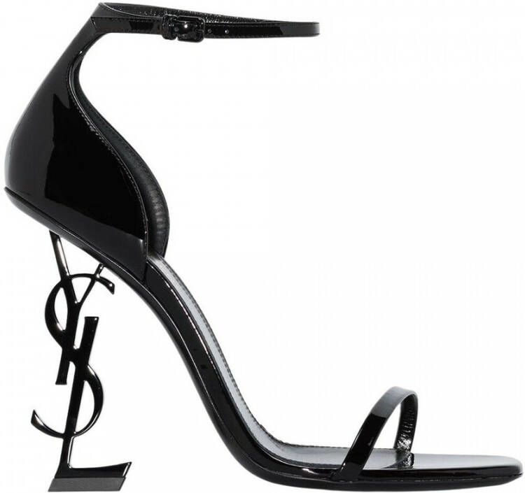 Saint Laurent Opyum Sandals In Patent Leather With A Black Heel Zwart Dames