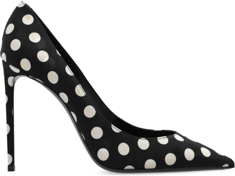 Saint Laurent Satin Pumps met Pois Detail Black Dames