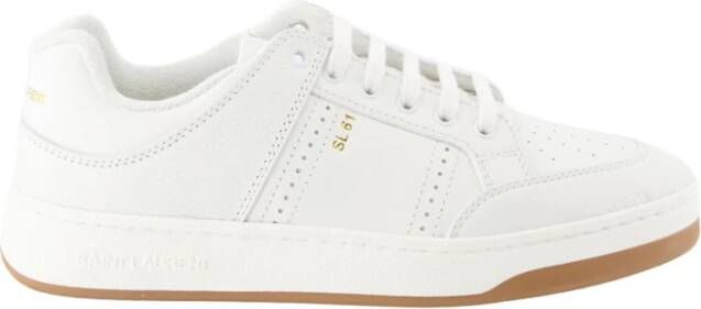 Saint Laurent Witte Leren Sneakers met Geperforeerd Detail White Heren
