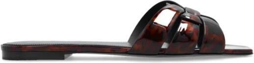 Saint Laurent Slippers met dierenmotief Black Dames