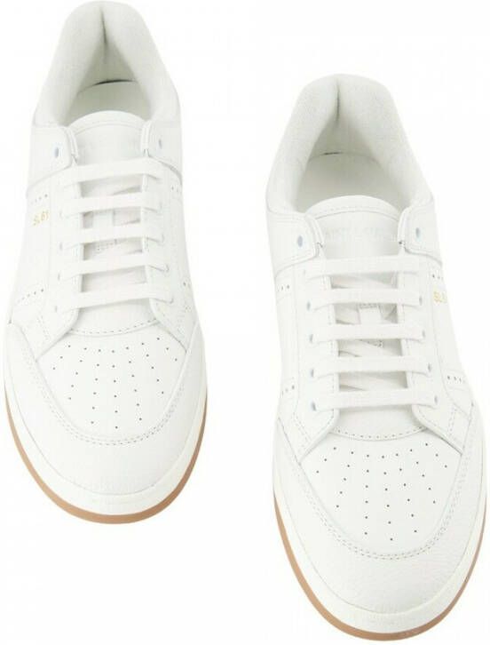 Saint Laurent Witte Leren Sneakers met Geperforeerd Detail White Heren