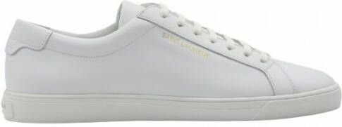 Saint Laurent Witte Lage Vetersneakers met Goudkleurig Logo White Heren