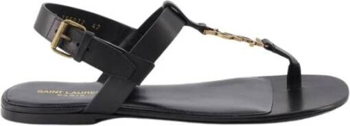 Saint Laurent Verstelbare Enkelband Leren Sandalen Black