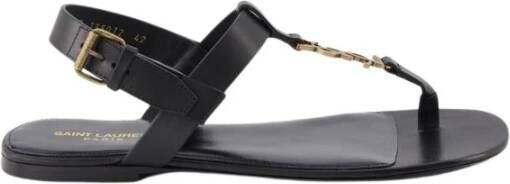 Saint Laurent Verstelbare Enkelband Leren Sandalen Black Heren