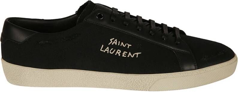 Saint Laurent Court Classic Sl 06 Embroidered Sneakers IN Canvas AND Smooth Leather