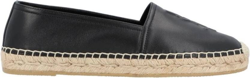 Saint Laurent Stijlvolle leren espadrilles met jute zool