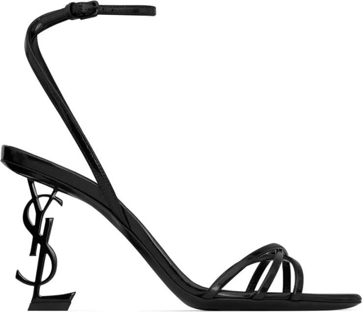 Saint Laurent Leren sandalen met Cassandre-hak Black Dames