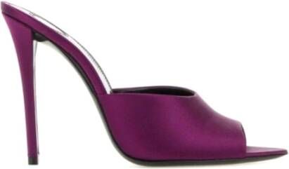 Saint Laurent Stijlvolle Leren Schoenen Purple Dames