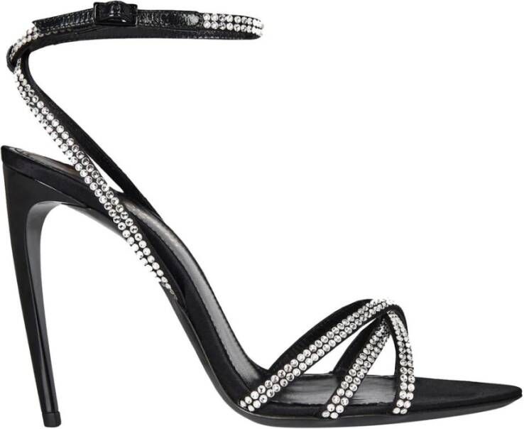 Saint Laurent Stijlvolle Versierde Hak Sandalen met Enkelband