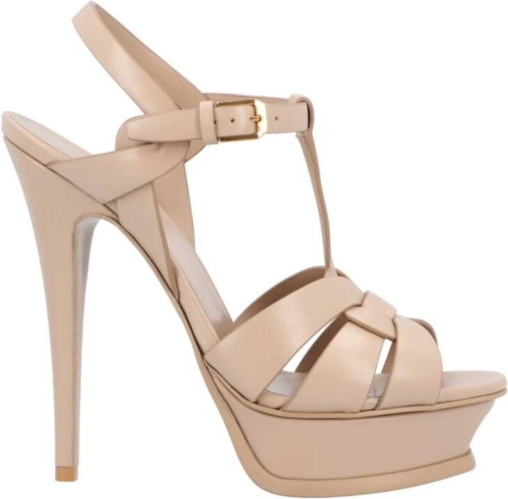 Saint Laurent Stiletto Heel Plateau Sandalen met Enkelband