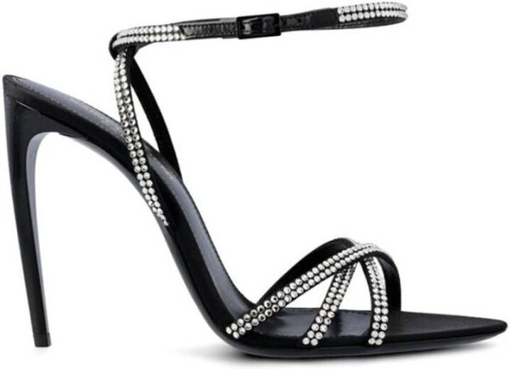 Saint Laurent Stiletto Sandalen met Open Teen Gesp en Strik