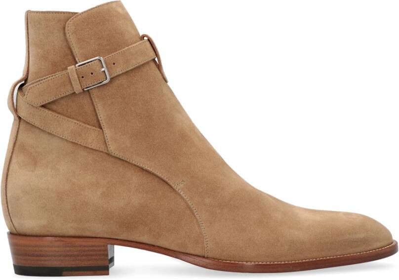 Saint Laurent Suede Enkellaarzen met Enkelband