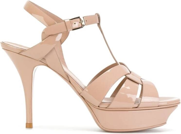 Saint Laurent Tribute Patent Leren Hak Sandalen Pink Dames