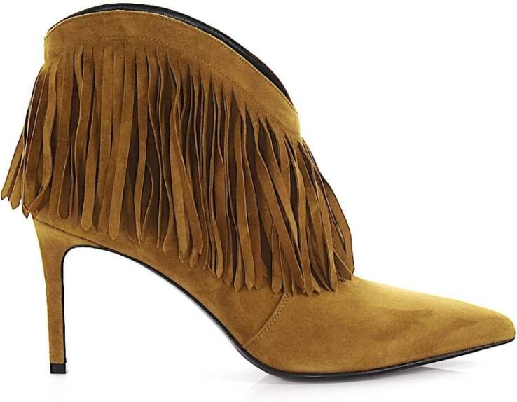 Saint Laurent Verhoog je stijl met Suede Budapester Hakken Beige Dames