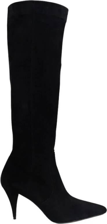 Saint Laurent Verhoog je stijl met zwarte suède laarzen Zwart Dames