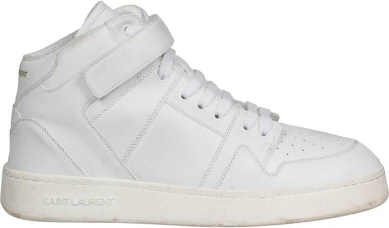 Saint Laurent Versleten Leren Lax Sneakers White Heren