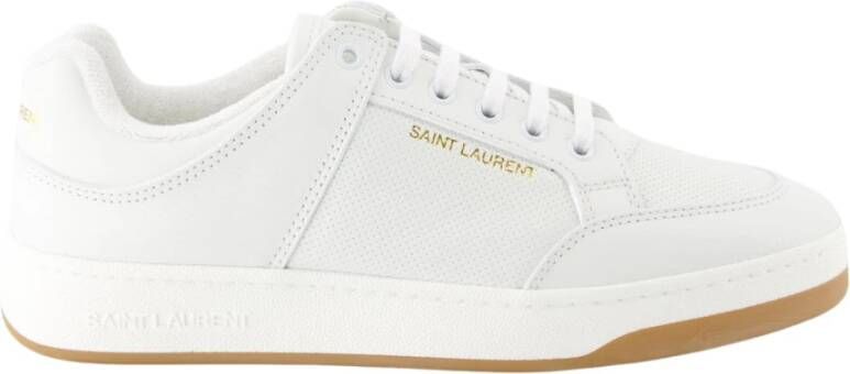 Saint Laurent Vetersluiting Leren Bicolor Basket Sneakers White Heren
