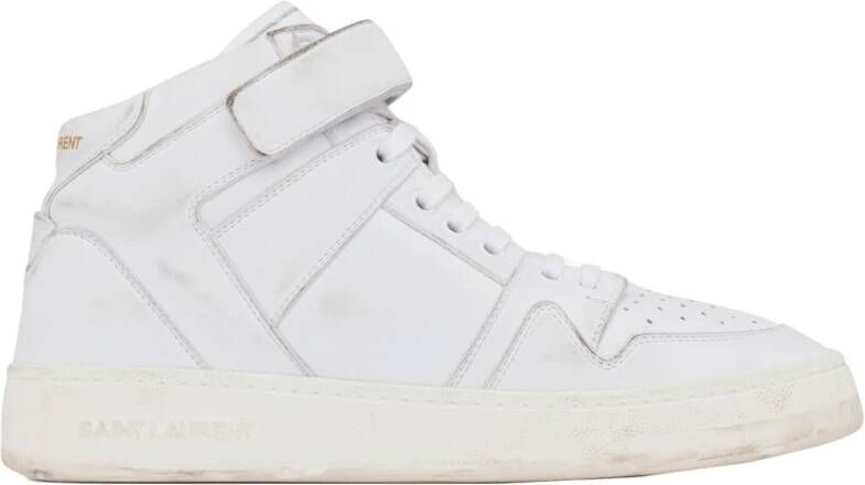 Saint Laurent Witte Leren Sneakers met Klittenbandsluiting White Heren