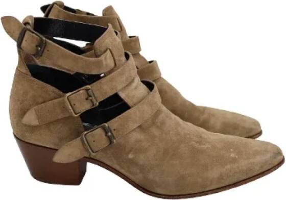 Saint Laurent Vintage Pre-owned Suede boots Beige Dames