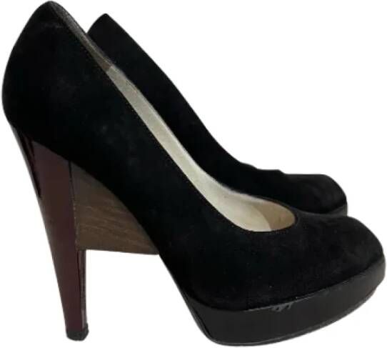 Saint Laurent Vintage Pre-owned Suede heels Black Dames