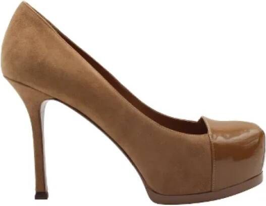 Saint Laurent Vintage Pre-owned Suede heels Brown Dames