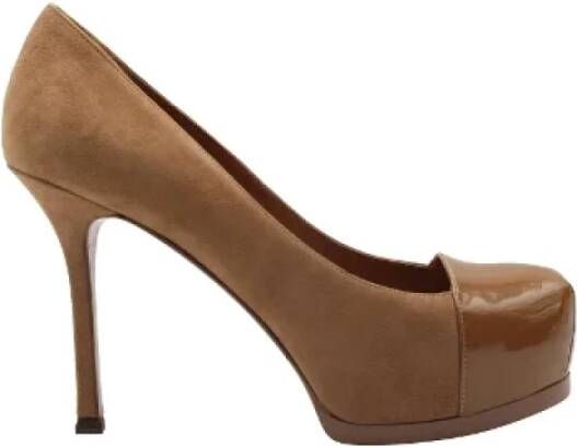 Saint Laurent Vintage Pre-owned Suede heels Brown Dames