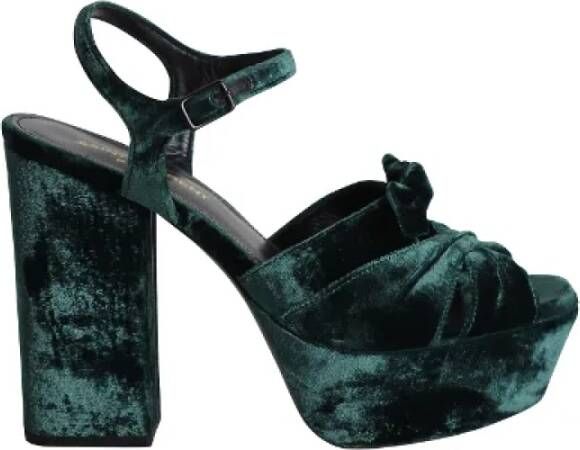 Saint Laurent Vintage Pre-owned Velvet heels Green Dames