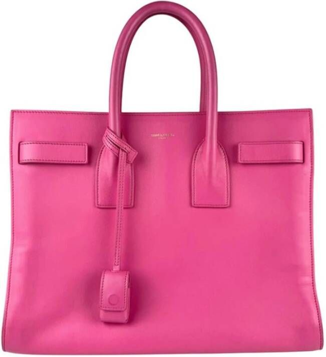 Saint Laurent Vintage Tweedehands leren boodschappentas