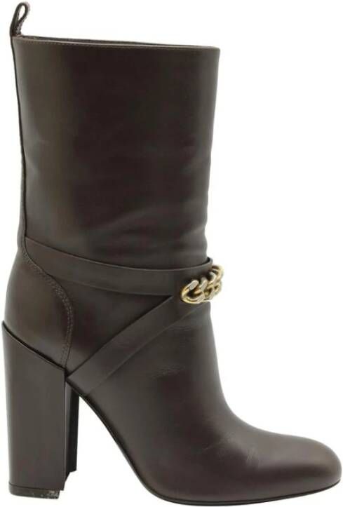 Saint Laurent Vintage Tweedehands leren laarzen met kettingdetail