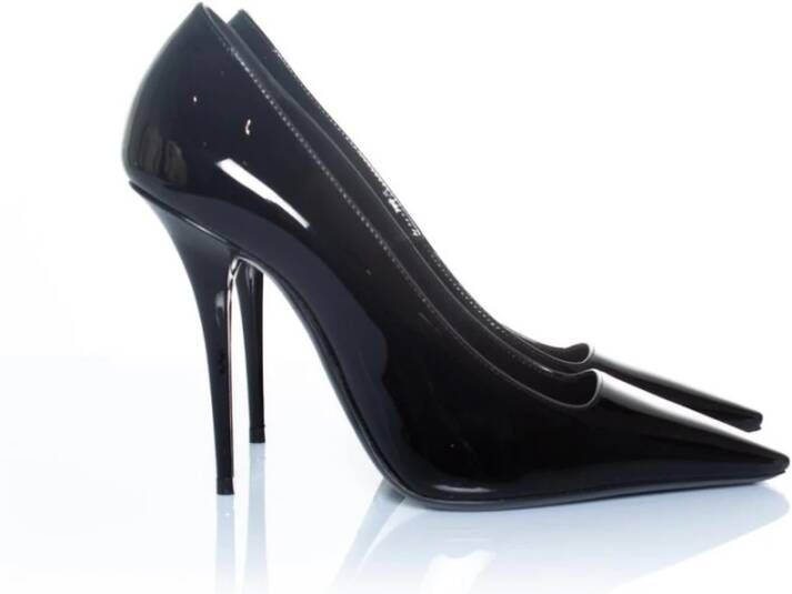 Saint Laurent Vintage Tweedehands Patentleren Pumps met puntige neus