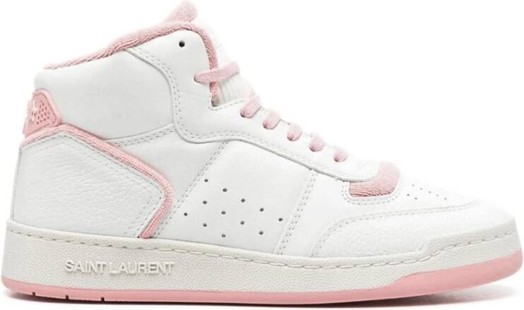 Saint Laurent Wit Roze High-Top Leren Sneakers