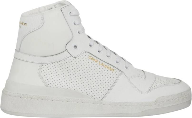 Saint Laurent Witte geperforeerde sneakers met versleten effect White Heren