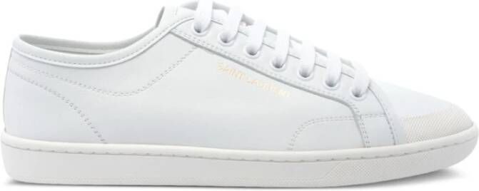 Saint Laurent Witte Lace-Up Sneakers met Logo Print