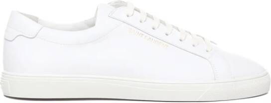 Saint Laurent Witte Lage Vetersneakers met Goudkleurig Logo White Heren