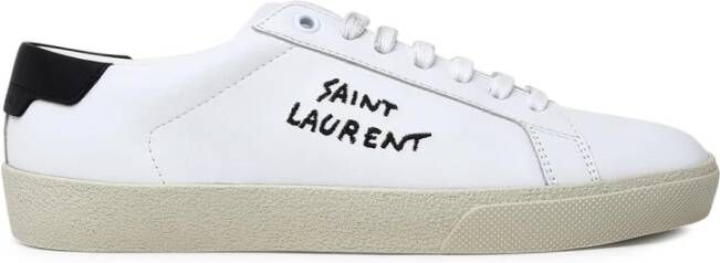 Saint Laurent Witte Leren Lage Sneaker White Heren