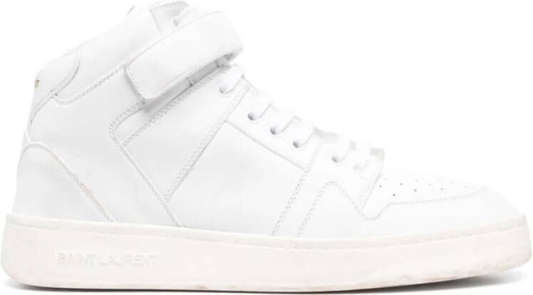 Saint Laurent Witte Leren Sneakers met Klittenbandsluiting White Heren