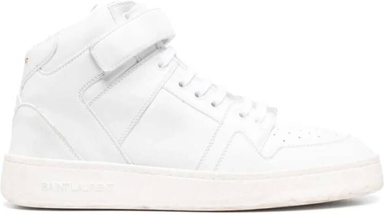 Saint Laurent Witte Leren Sneakers met Klittenbandsluiting Wit Heren