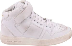 Saint Laurent Witte Leren Sneakers met Logo Print Wit Heren