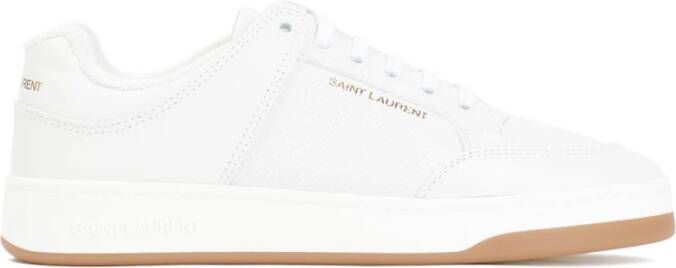 Saint Laurent Vetersluiting Leren Bicolor Basket Sneakers White Heren