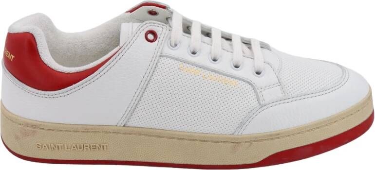 Saint Laurent Witte Leren Sneakers Veters Rubber Zool