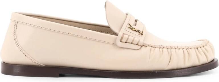 Saint Laurent Witte platte schoenen met iconisch monogram